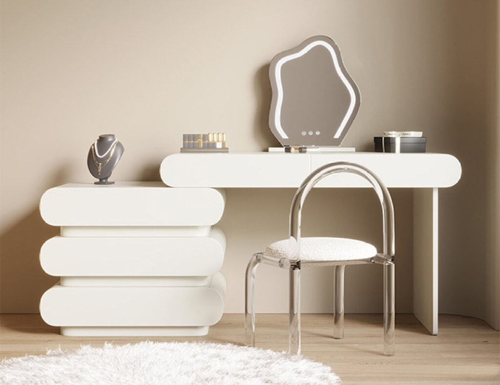 意式极简风格梳妆台 高档卧室梳妆打扮多功能组合妆台