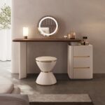 简约北美黑胡桃实木梳妆台新中式卧室梳妆收纳一体化妆桌