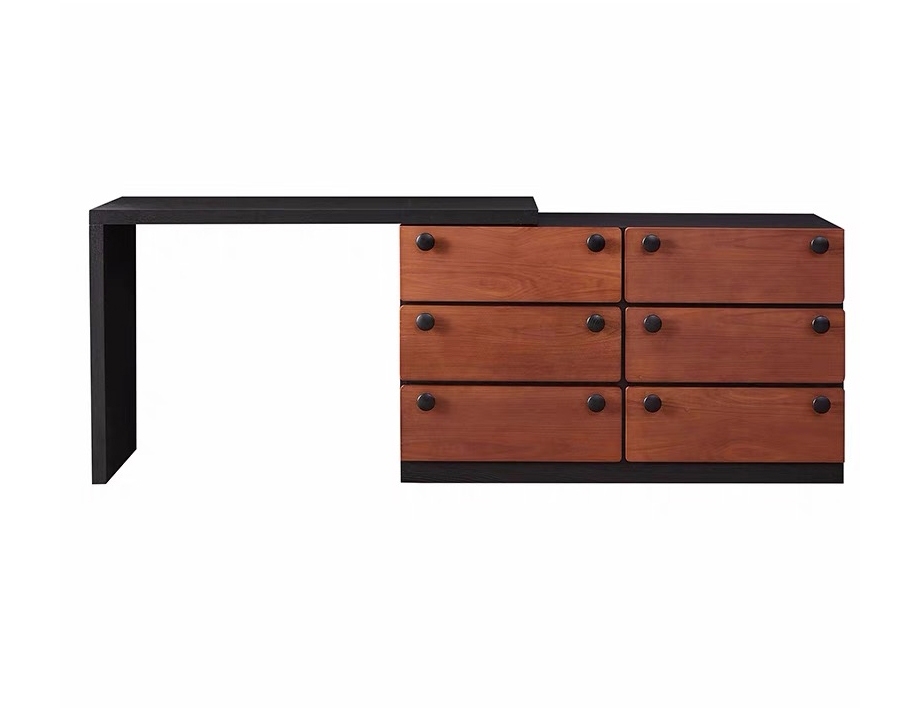 中古风大小户型卧室伸缩款收纳妆台一体梳妆柜