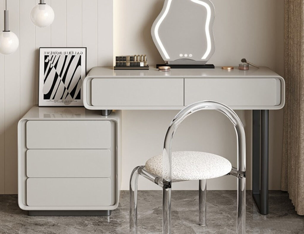 意式极简风家用梳妆台 简约卧室梳妆打扮妆台组合