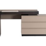 迪多那系列 意式极简卧室台面收纳柜一体梳妆柜带妆镜可伸缩妆台