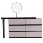 迪多那系列 意式极简卧室家用亮光烤漆工艺收纳梳妆柜带妆镜可伸缩梳妆台