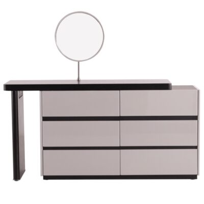 迪多那系列 意式极简卧室家用亮光烤漆工艺收纳梳妆柜带妆镜可伸缩梳妆台