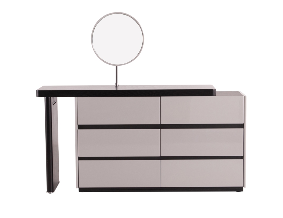 迪多那系列 意式极简卧室家用亮光烤漆工艺收纳梳妆柜带妆镜可伸缩梳妆台