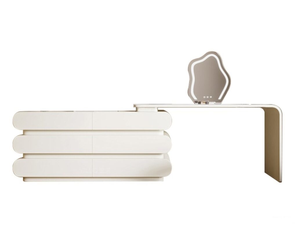 意式极简奶油风白色妆台卧室家用烤漆工艺梳妆打扮置物妆台