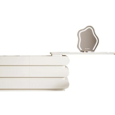 意式极简奶油风白色妆台卧室家用烤漆工艺梳妆打扮置物妆台