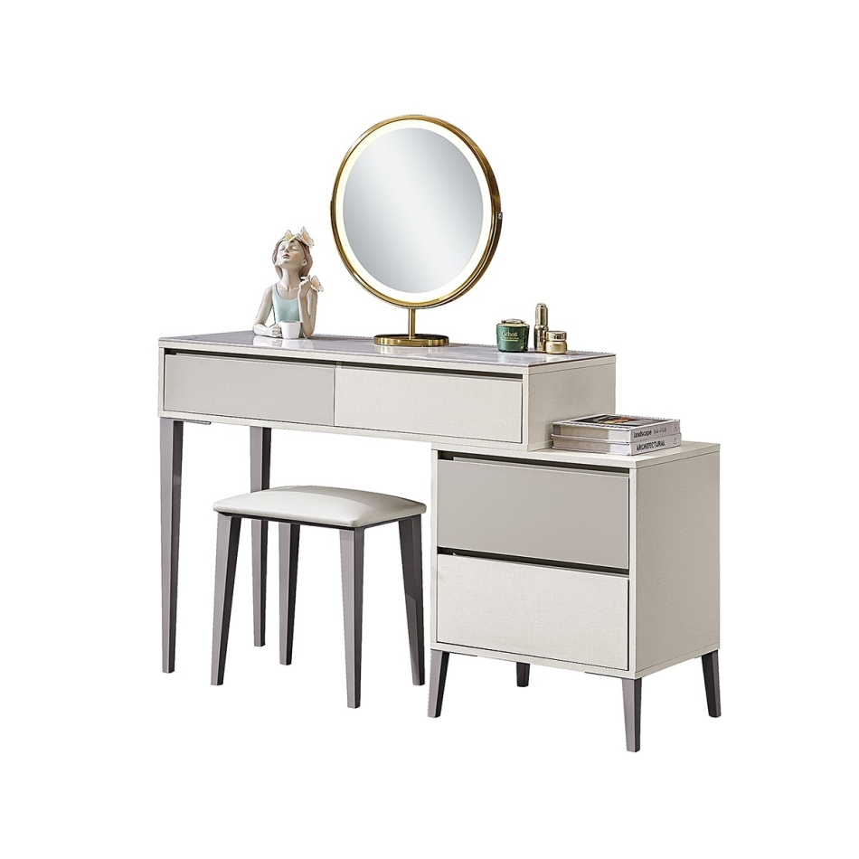 简约北欧系列 经济实用款带镜子带妆凳伸缩妆台